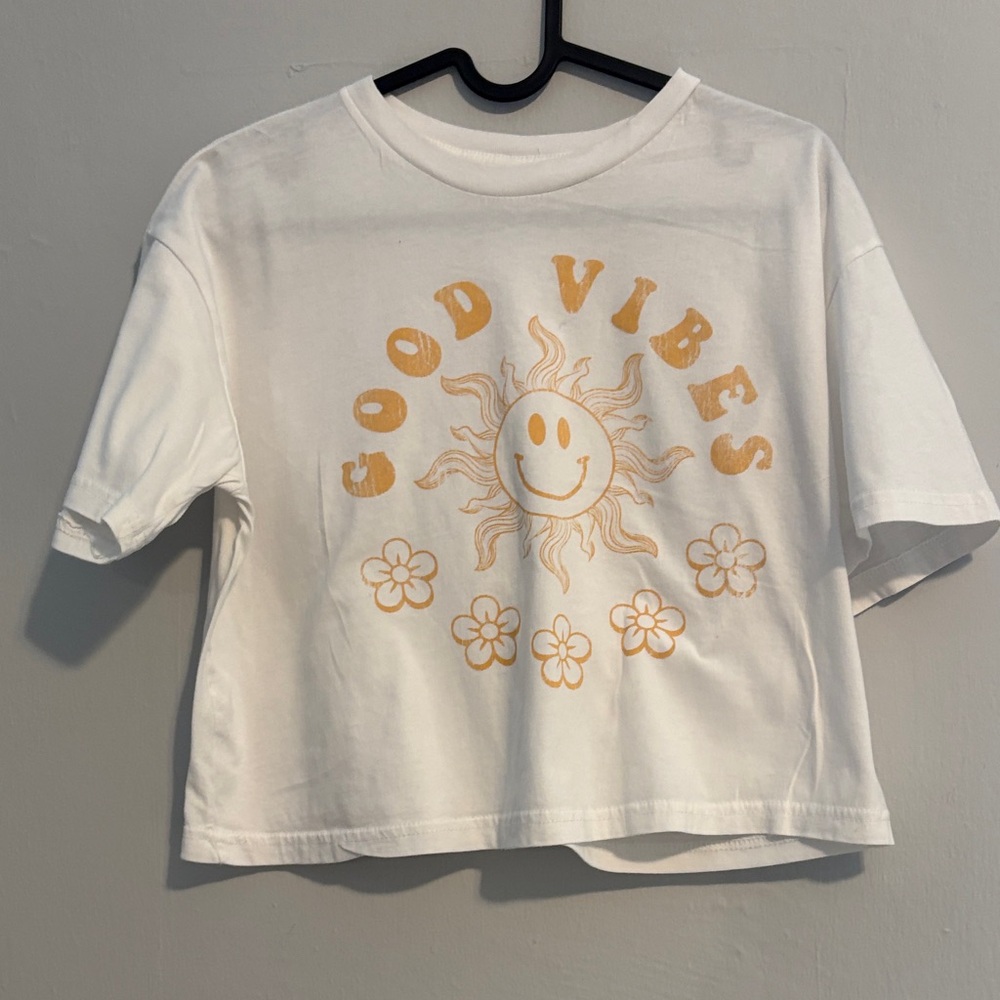 White 'Good Vibes' Kids Short Sleeve Tee
